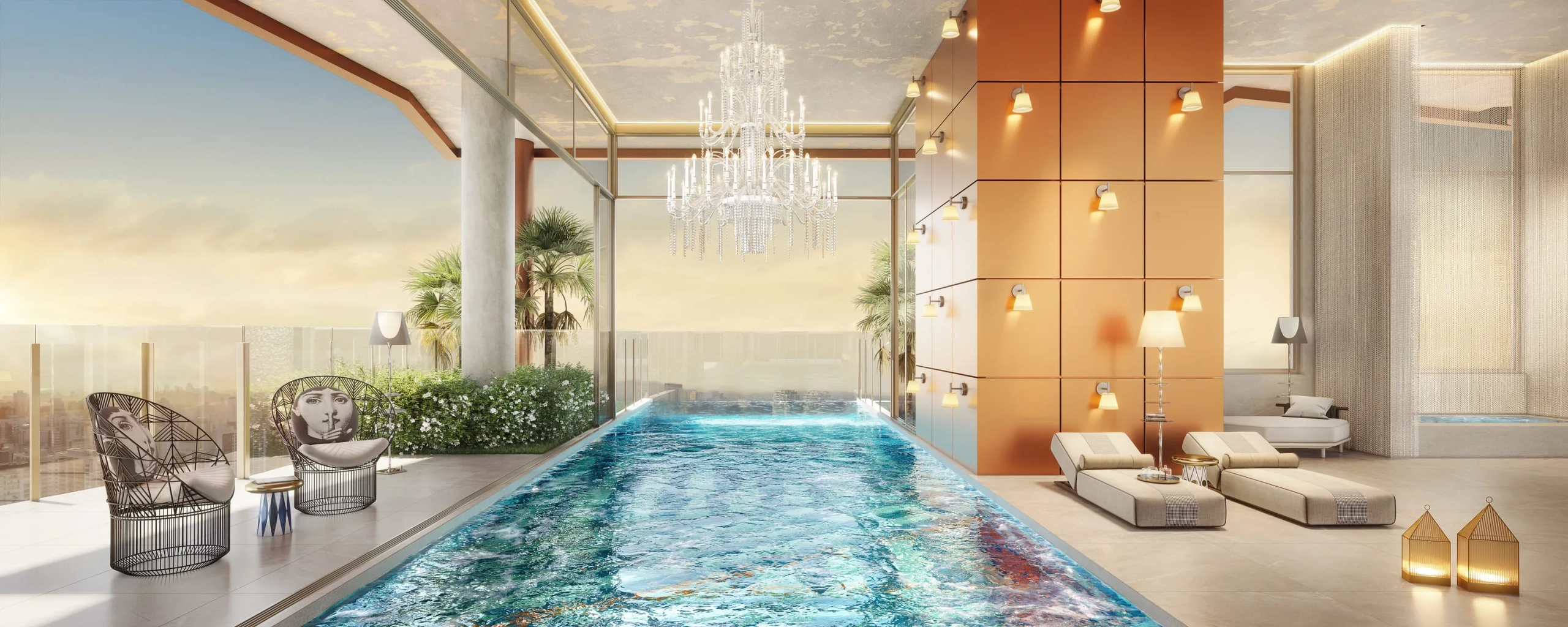 On The Sky Cyrela by YOO — Perspectiva Ilustrada da Indoor Swimming Pool (acesso exclusivo às unidades do subcondomínio Residences)