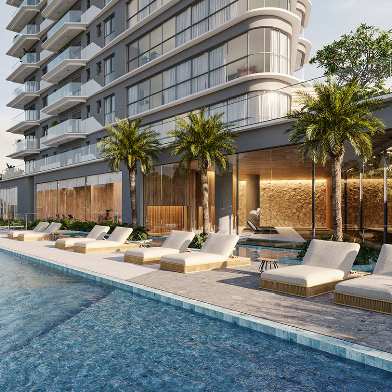 Signature Alphaville 633 m2 — perspectiva da piscina externa do condomínio