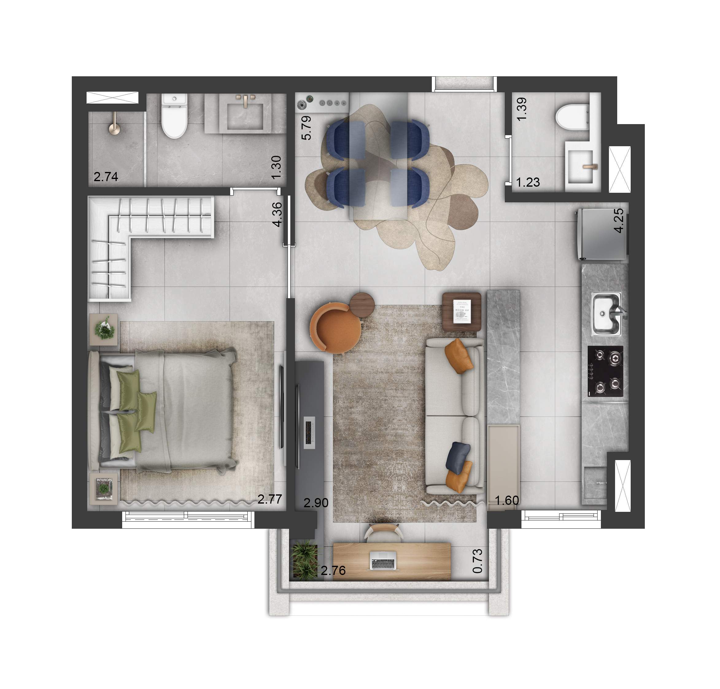 Soul Itapecuru: planta decorada de 51 m²