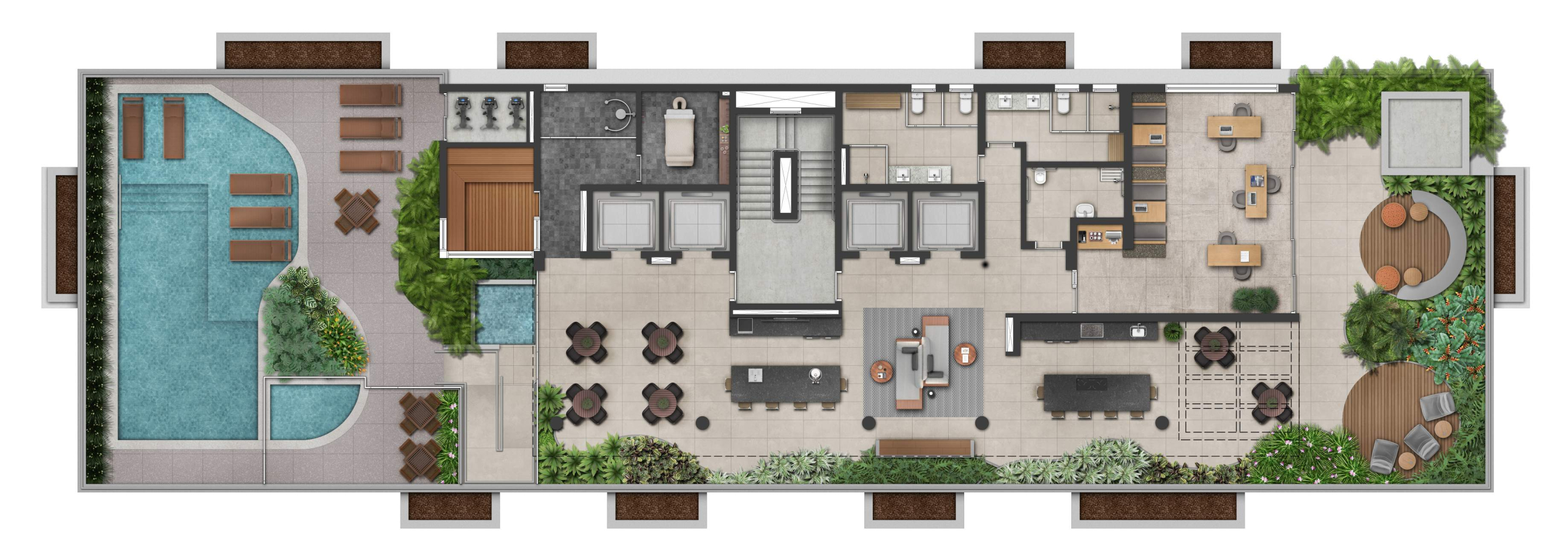 Soul Itapecuru: planta geral do lazer rooftop