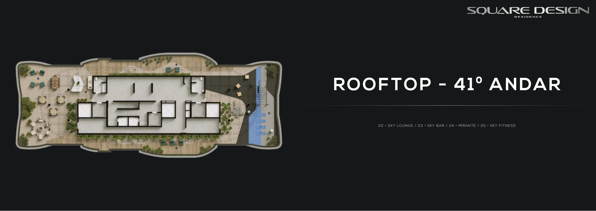 Square Design Residence – Implantação geral do rooftop — página integral do book RSF