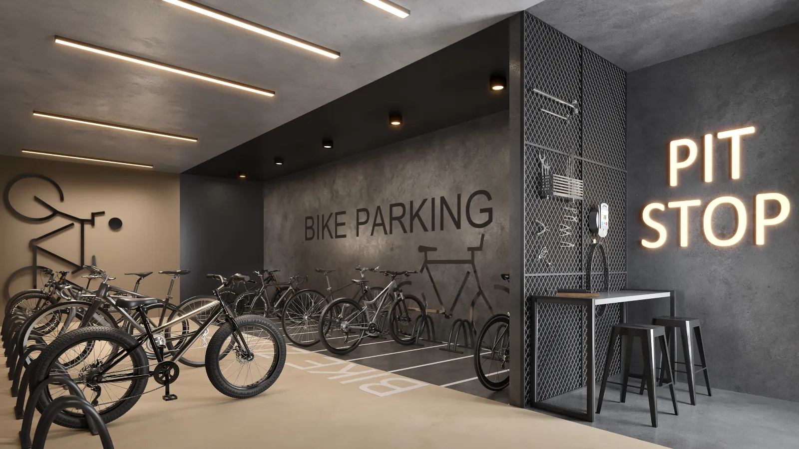 Square Design Residence – Bike Parking e Pit Stop