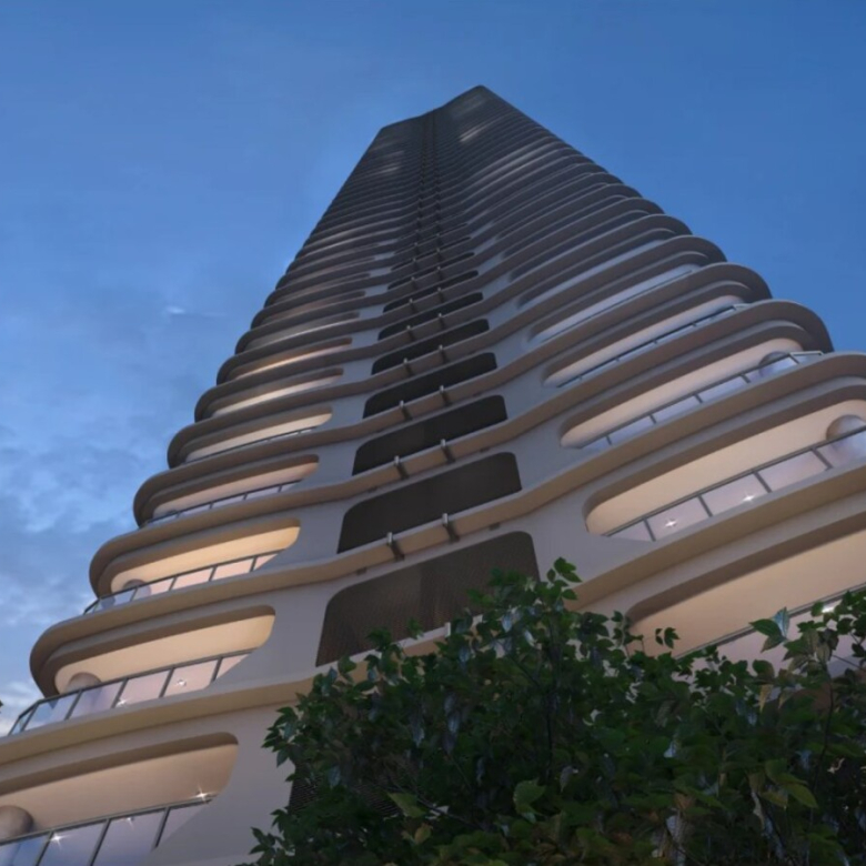 Square Design Residence em Alphaville — perspectiva da torre vista de baixo
