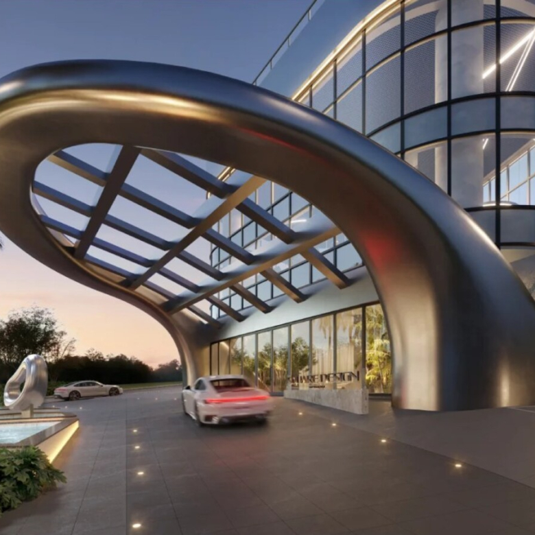 Square Design Residence em Alphaville — porte-cochère e acesso principal