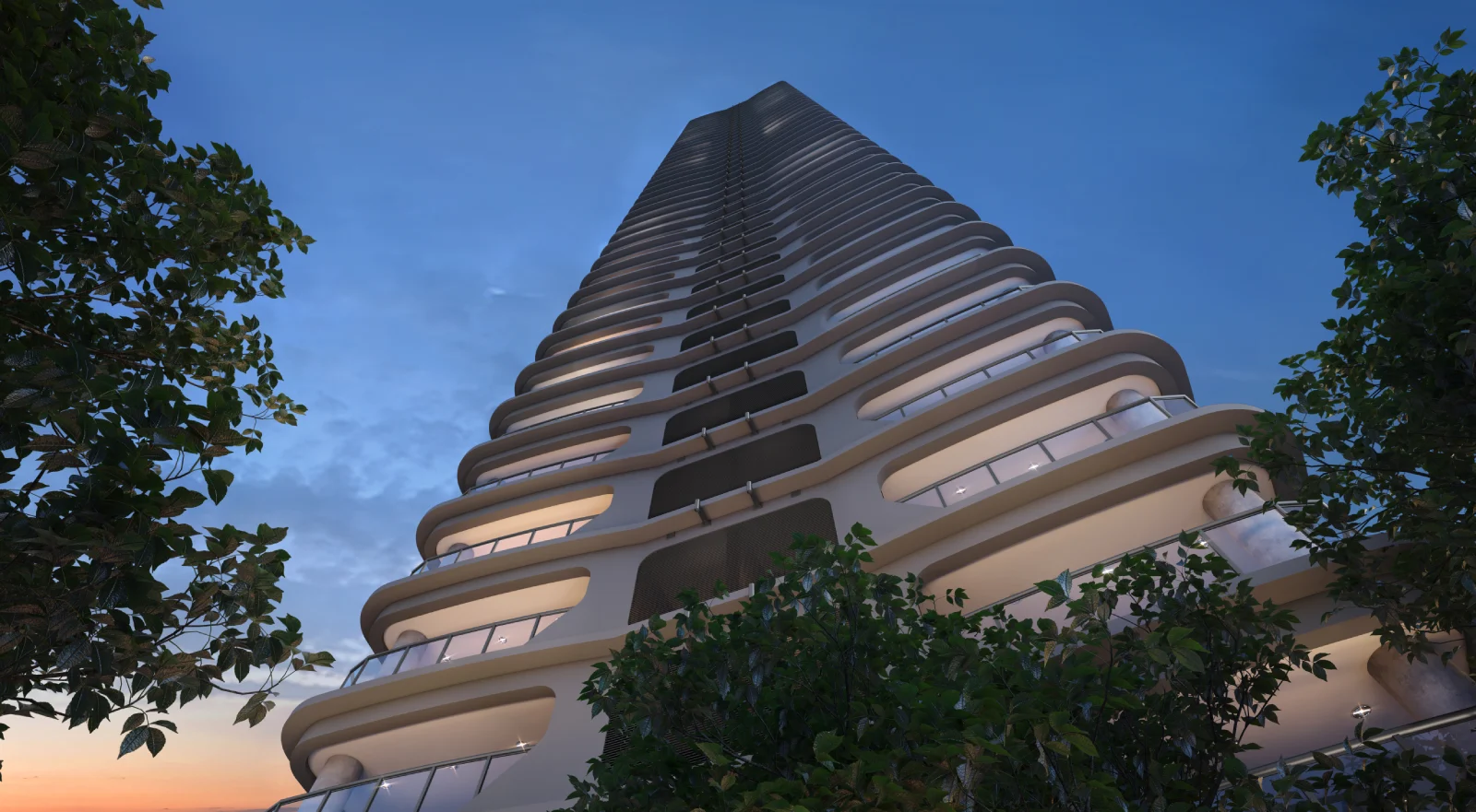 Square Design Residence – Fachada da torre