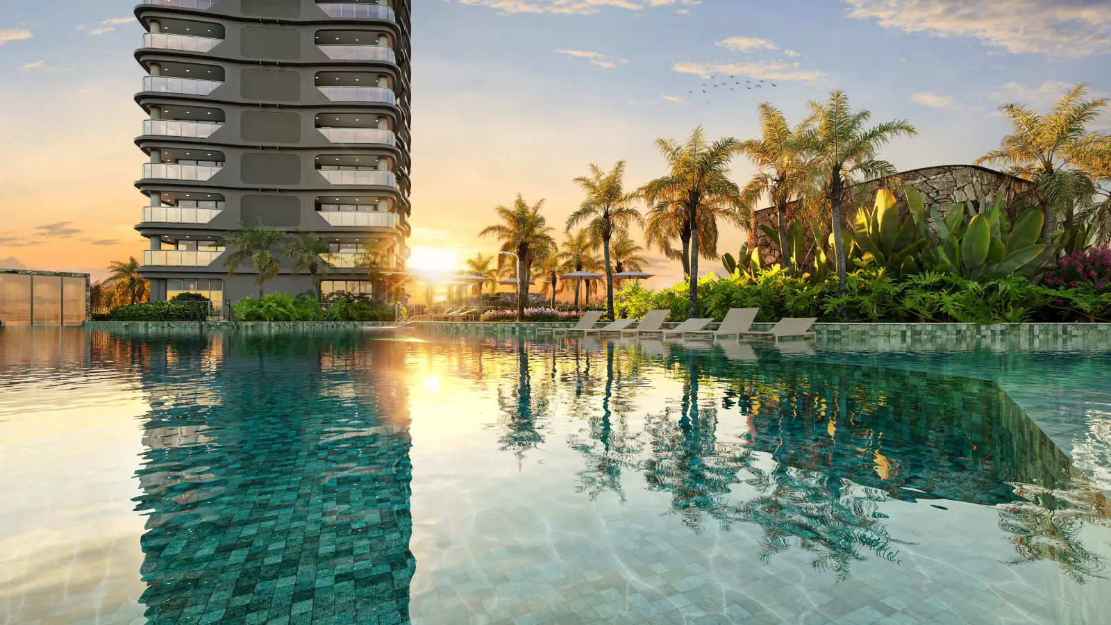 Square Design Residence – Piscina adulto e reflexos