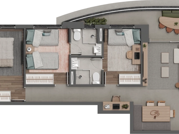 Square Design Residence – Planta 94 m² final 3 com 3 suítes