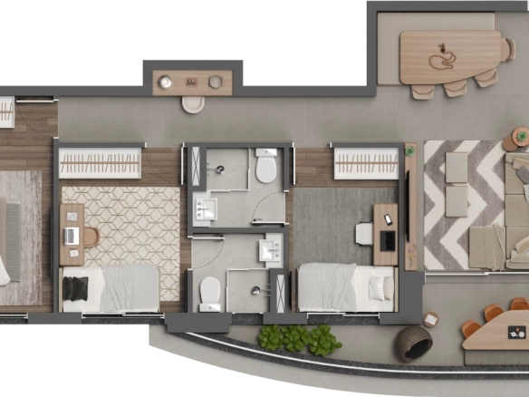 Square Design Residence – Planta 94 m² final 6 com 3 suítes