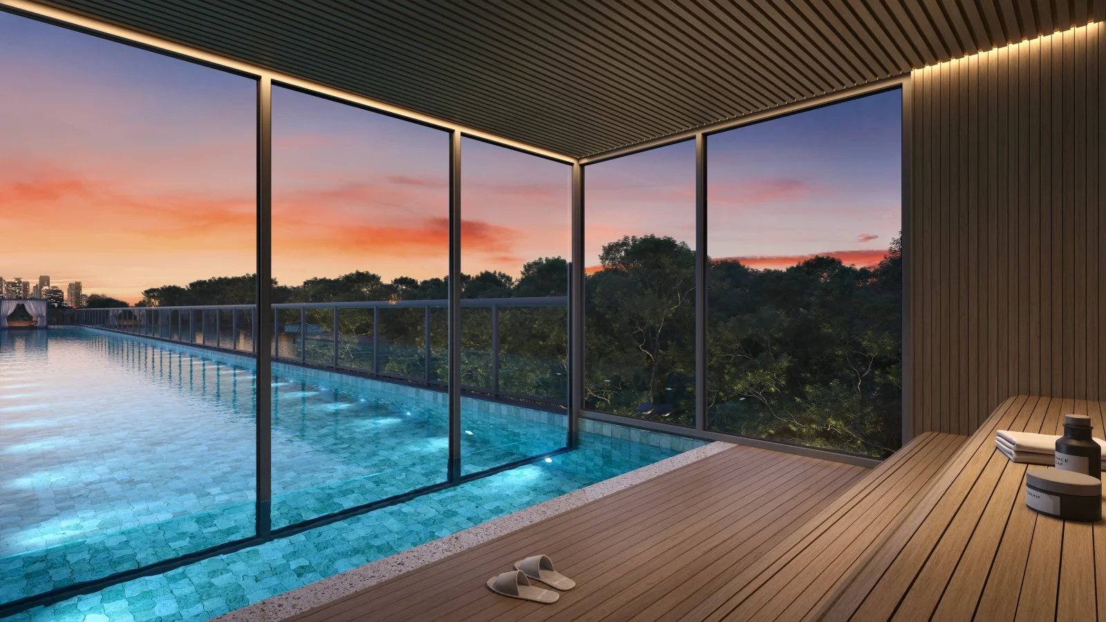 Square Design Residence – Sauna panorâmica com mergulho