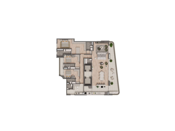 Planta Tipo 1 opção 1 unidade 2 do Sunset Itapecuru em Alphaville