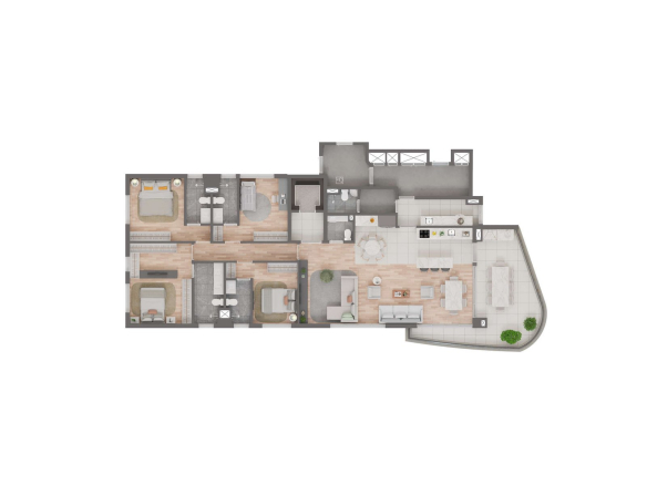 Sunset Itapecuru — planta individual: Planta 186 m² – opção 2 da unidade 1