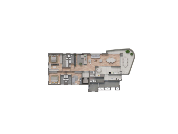 Planta Tipo 1 opção unidade 4 do Sunset Itapecuru em Alphaville