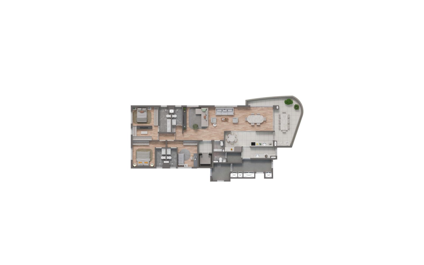 Planta Tipo 1 opção unidade 4 do Sunset Itapecuru em Alphaville