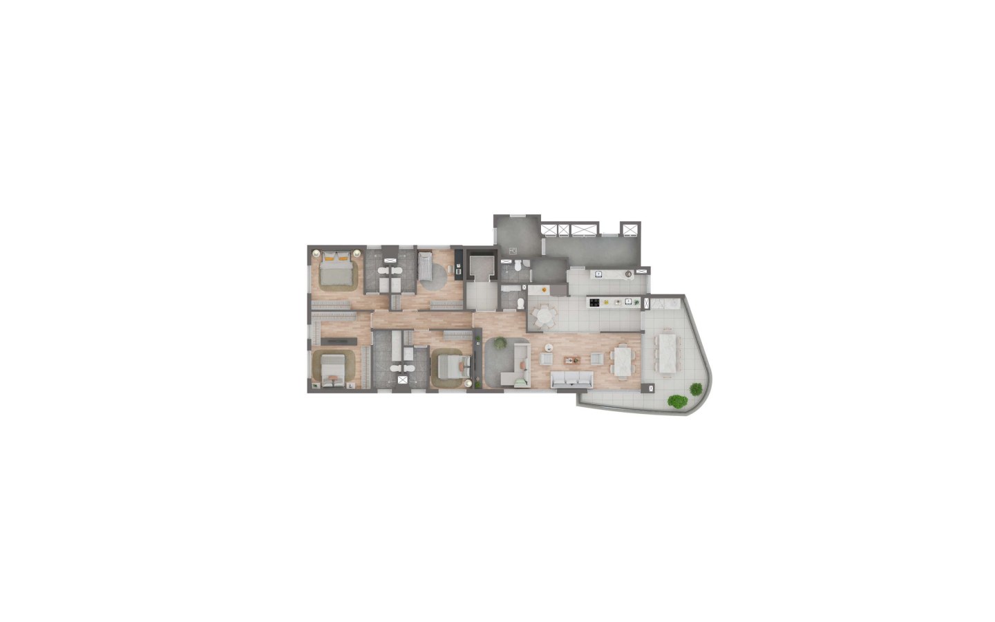Planta Tipo 1 unidade 1 do Sunset Itapecuru em Alphaville