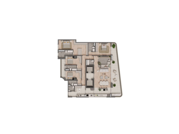Planta Tipo 1 unidade 2 do Sunset Itapecuru em Alphaville