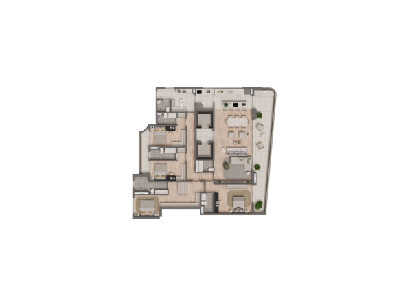 Planta Tipo 1 unidade 3 do Sunset Itapecuru em Alphaville