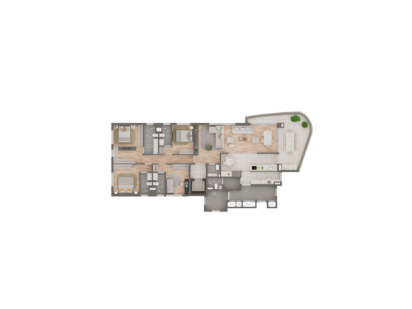 Planta Tipo 1 unidade 4 do Sunset Itapecuru em Alphaville