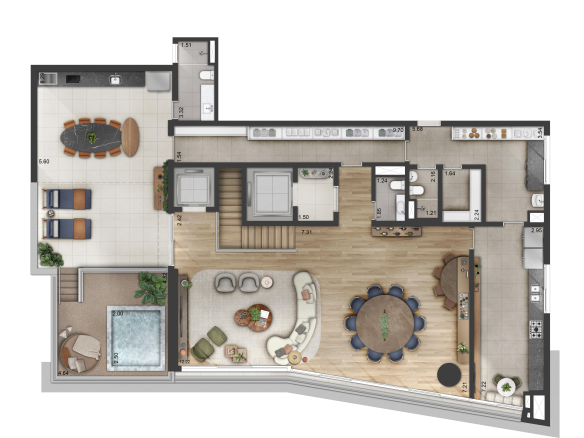Terrah Alphaville — Duplex 540 m² — superior — 5 suítes na unidade