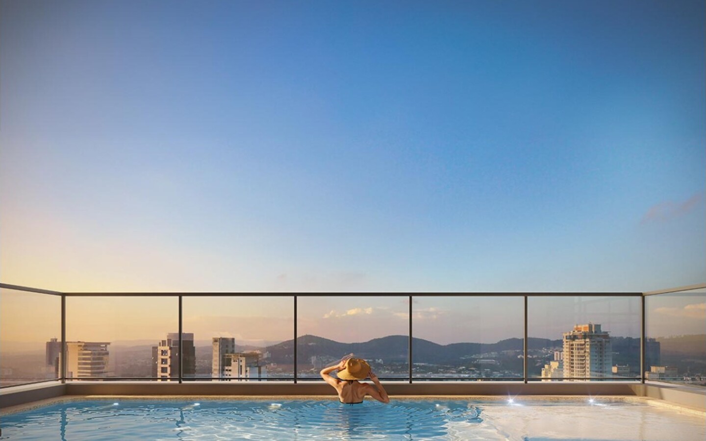 Terraço com piscina privativa da penthouse do Vista Alphagran