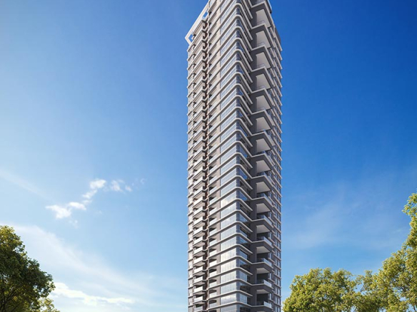 Vista Alphagran 160 m2 — fachada da torre completa, perspectiva oficial