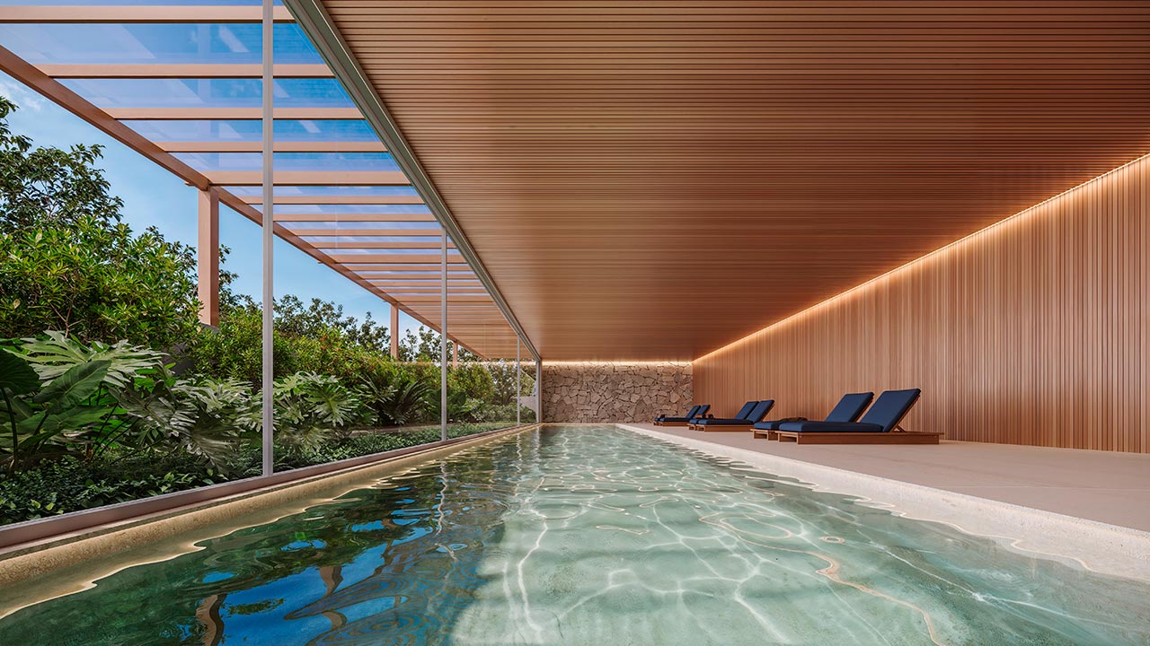 Vista Alphagran — Piscina Coberta Aquecida, perspectiva ilustrativa oficial