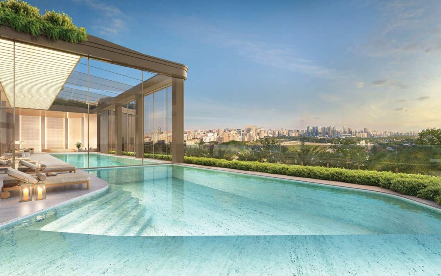 Vista Cyrela Furnished By Armani/Casa – Milano – capa full 46750 Perspectiva da piscina descoberta do Vista Cyrela Torre Milano