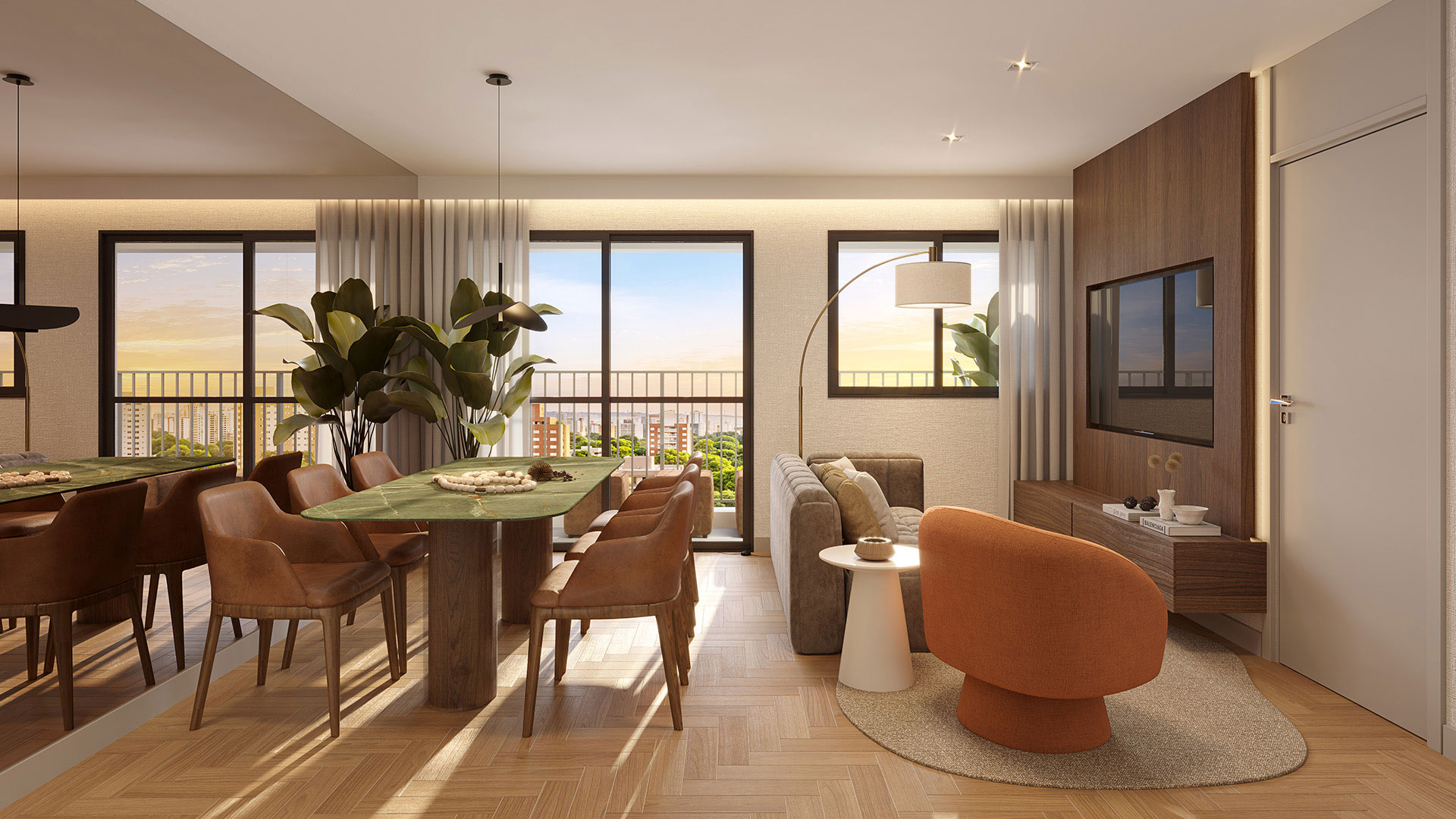 VP Cotovia — Perspectiva do living ampliado de 45 m² — Atendimento Especializado (11) 4237-8776 | 98026-0864 VP Cotovia — Perspectiva do living ampliado de 45 m²