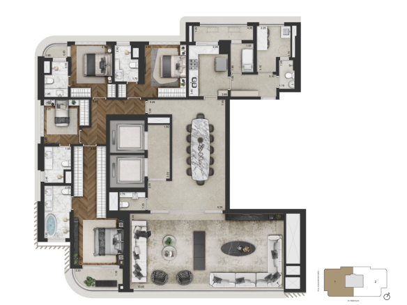 CAPRI Lifestyle by Dolce&Gabbana Casa: Apartamento padrão 246 m², final 1, quatro suítes – CAPRI Lifestyle Casa 246 m2