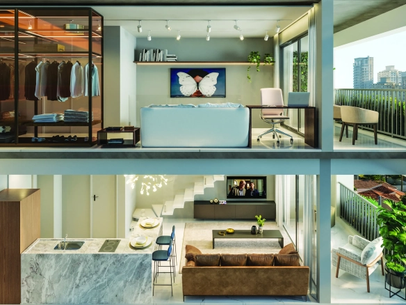 Cyrela For You Moema: perspectiva do duplex de 61 m²