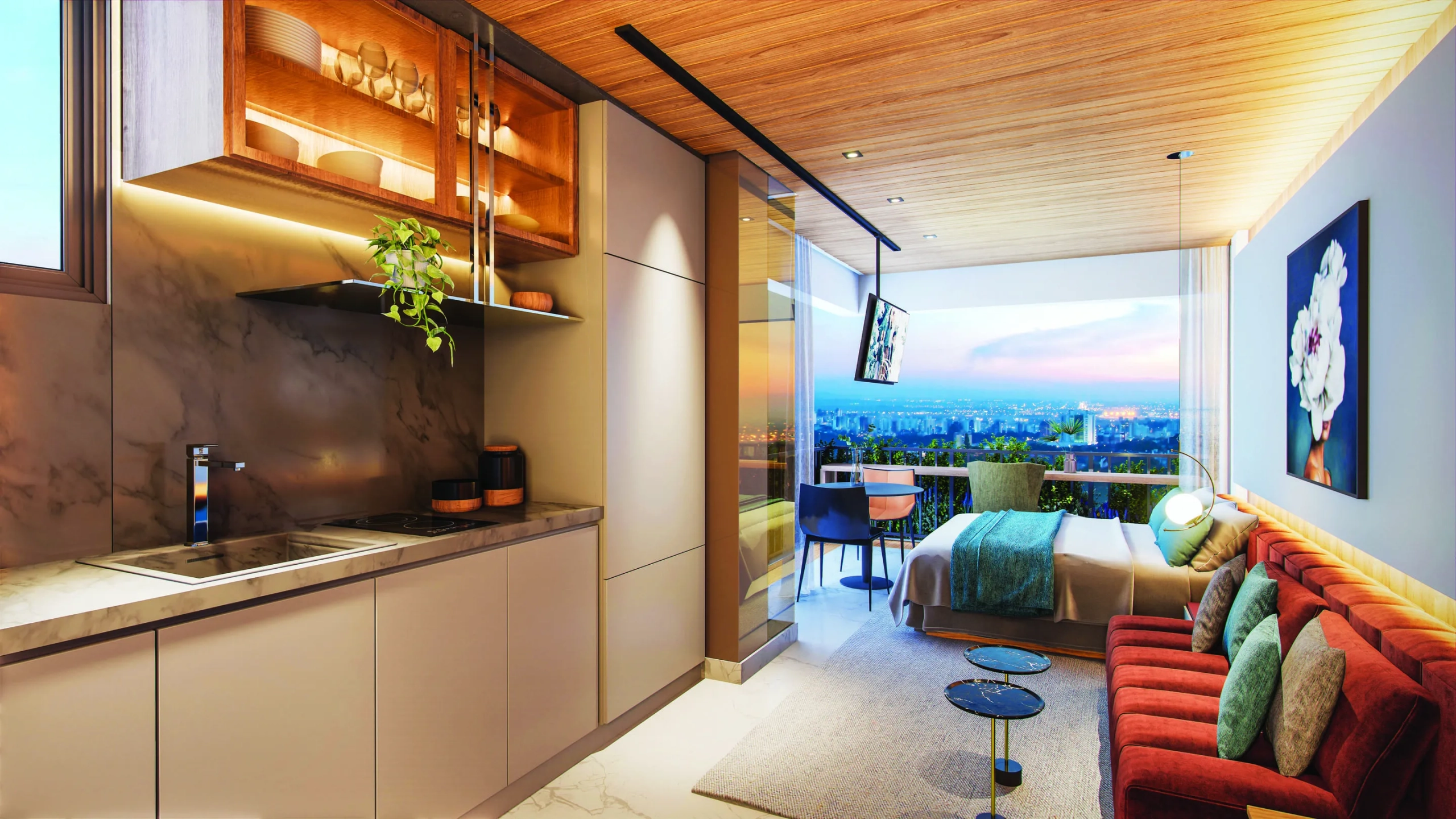Cyrela For You Moema: perspectiva do studio de 36 m²