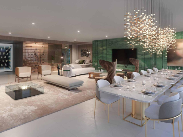 Cyrela Moema By Yoo – living de 273 m² – perspectiva ilustrada