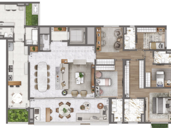 Cyrela Moema By Yoo – planta tipo 252 m² com 4 suítes