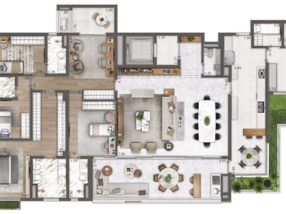 Cyrela Moema By Yoo – planta tipo 269 m² com 4 suítes