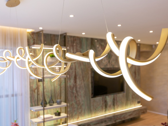 Eden Park by Dror | Eden West – Detalhe de iluminação do living do decorado de 134 m²