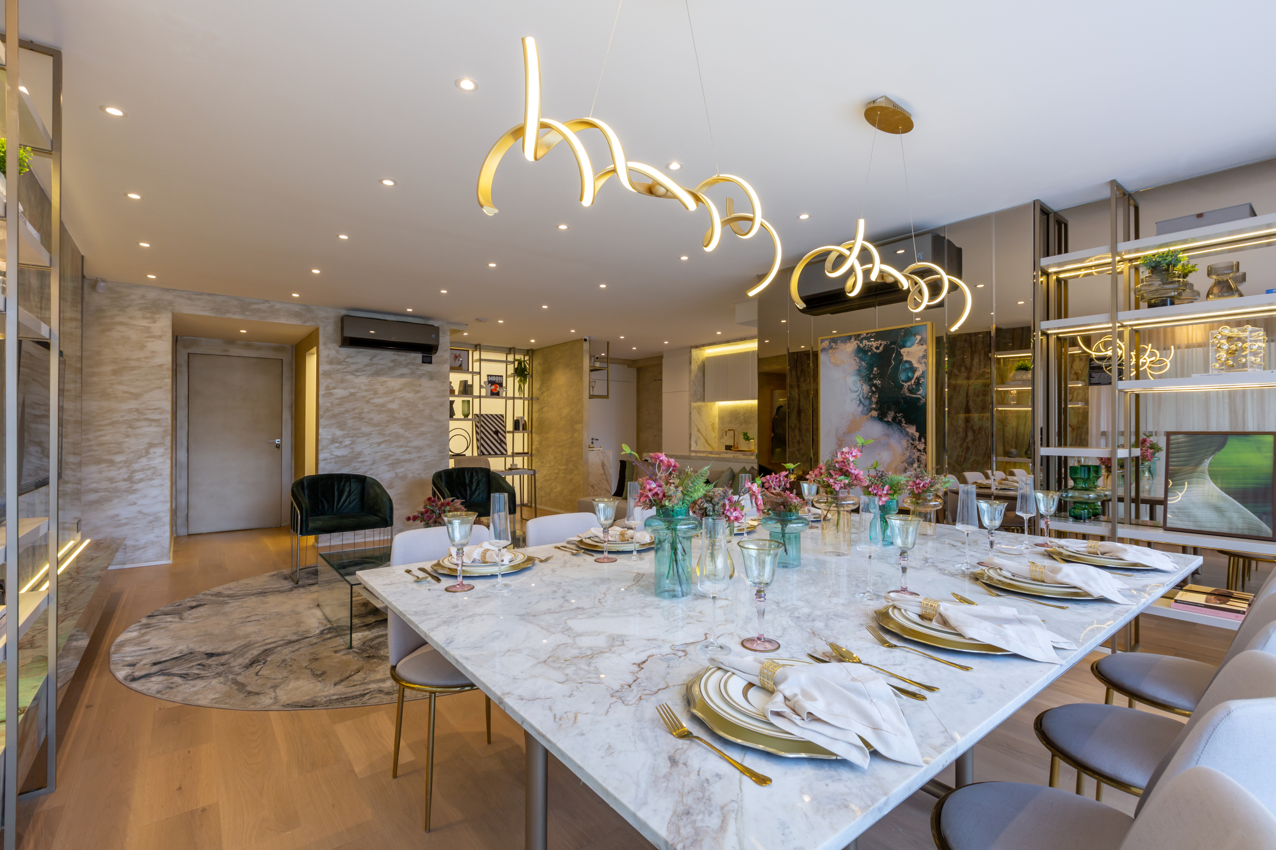 Eden Park by Dror | Eden West – Jantar e living do decorado de 134 m²