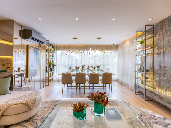 Eden Park by Dror | Eden West – Living e jantar do decorado de 134 m²
