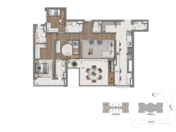 Eden Park by Dror | Eden West – Planta individual – Apartamento 134 m² | Padrão da landing page | 3 suítes
