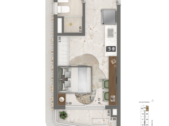Epic Apartments - planta 24 m² R2V - studio final 7