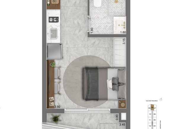 Epic Apartments - planta 24 m² R2V - studio final 8