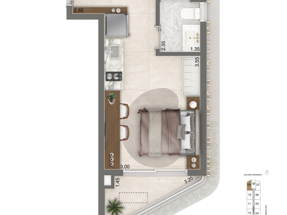 Epic Apartments - planta 26 m² R2V - studio final 9