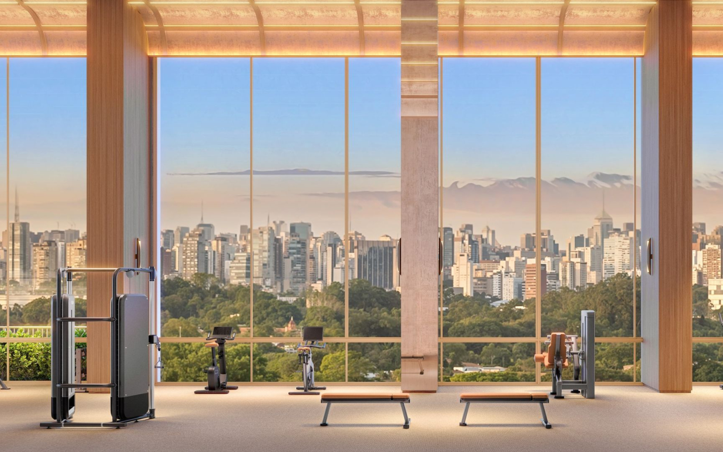 Escape Brooklin — perspectiva ilustrada do academia com vista