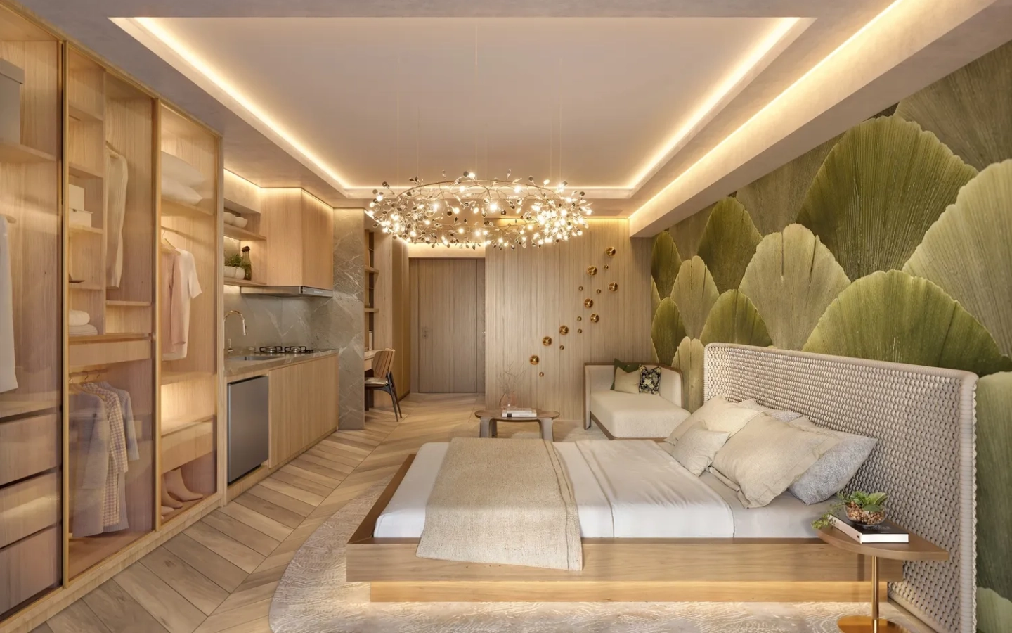 Escape Brooklin — perspectiva ilustrada do studio de 40 m²