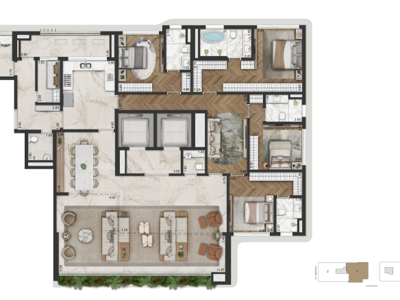 La Galerie Moema 283 m2 – 283 m² – padrão, 4 suítes, Torre 2 final 1