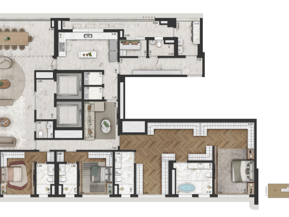 La Galerie Moema 345 m2 – 345 m² – opção 1, 3 suítes e master ampliada, Torre 2 final 2