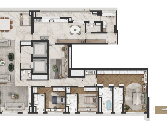 La Galerie Moema 345 m2 – 345 m² – opção 2 do decorado, 3 suítes e cozinha integrada, Torre 2 final 2