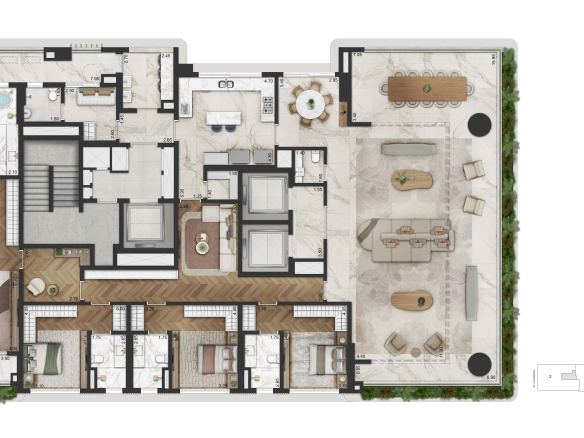 La Galerie Moema 416 m2 – planta integral 416 m² – padrão, 4 suítes, Torre 1 final 1