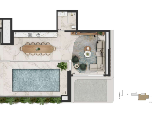 La Galerie Moema – planta integral Casa suspensa 442 m² – 3º pavimento, Torre 2 final 1