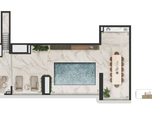 La Galerie Moema – planta integral Casa suspensa 569 m² – 2º pavimento, Torre 2 final 2