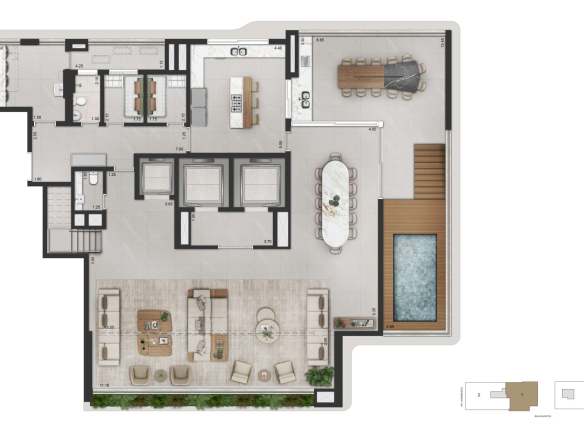 La Galerie Moema – planta integral Duplex 527 m² – pavimento inferior, Torre 2 final 1