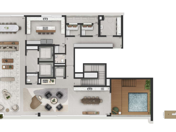 La Galerie Moema – planta integral Duplex 649 m² – pavimento inferior, Torre 2 final 2